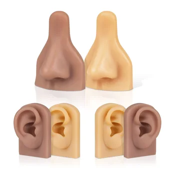 1шт Можно использовать повторно Мягкая силиконовая Гибкая 3D модель носа и ушей для пирсинга Кольцо для показа ювелирных изделий Модель пирсинга Практикующий нос