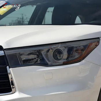 2 Шт Защитная пленка для автомобильных фар Налобный фонарь Прозрачная Черная наклейка из ТПУ для Toyota Highlander 2014 2015 2016 2017 Аксессуары
