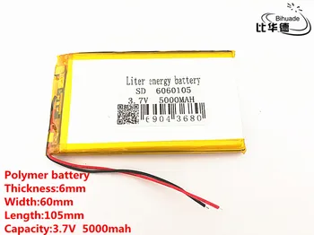 2 шт./лот 3,7 В 5000 мАч 6060105 Полимерно-литиевая аккумуляторная батарея LiPo для GPS PSP DVD