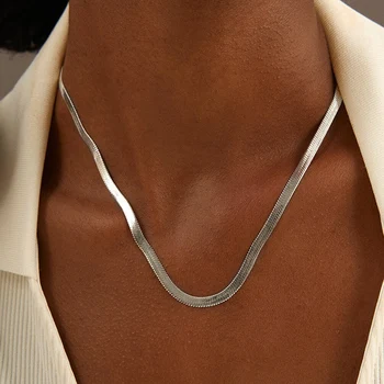 2021 Модное новое ожерелье со змеиной цепочкой Женское Простое колье-чокер ручной работы из нержавеющей стали для женщин, подарок ювелирных изделий