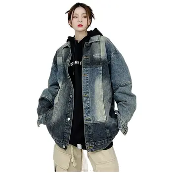 2023 Женская джинсовая куртка Y2k, Весеннее новое пальто в стиле ретро, Легкое Универсальное, для досуга, кажется тонким, Бесплатная доставка