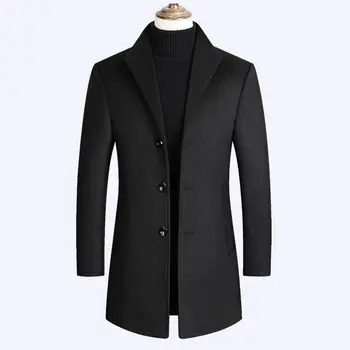 2023 новое мужское шерстяное пальто, осенне-зимнее мужское пальто средней длины для среднего возраста