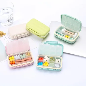 8 квадратных коробочек для таблеток Grain, двойная кнопка, коробка для лекарств из пшеничной соломы, защита окружающей среды, двойная герметичная коробка для лекарств таблетница Pastillero