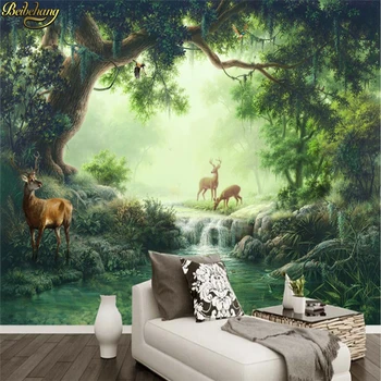 beibehang пользовательские обои с изображением Лесного Лося домашний декор Картина маслом фотообои обои для стен 3 d рулон обоев гостиная