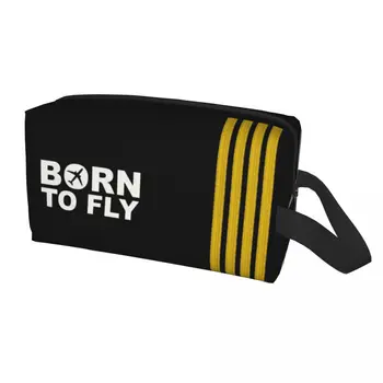 Born To Fly Captain Stripes Косметичка женская Милая большой емкости для пилота воздушного истребителя Косметичка для хранения косметики Сумки для туалетных принадлежностей