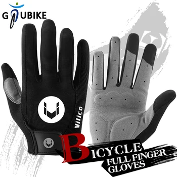 GTUBIKE MTB Велосипедные перчатки для велоспорта, Ударопрочная Дышащая Ладонь, Нескользящая, на весь палец, Спортивные, для фитнеса, Мотоциклетные Варежки, Женские, Мужские
