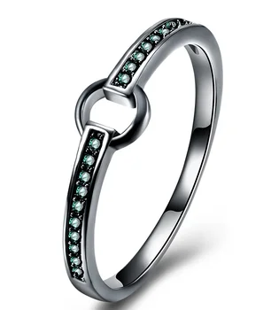 Hainon Новые модные Кольца с зеленым цирконом для женщин, кольца с покрытием из черного золота, подарки