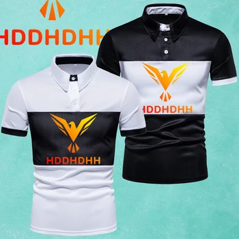 HDDHDHH Брендовая футболка с лацканами с цветным блокирующим принтом, мужская Новая летняя деловая повседневная свободная рубашка Поло