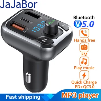 JaJaBor FM-Передатчик FM-Модулятор Автомобильный MP3-плеер PD QC3.0 Быстрая Зарядка Двойное Зарядное устройство USB Bluetooth 5,0 Автомобильный комплект Громкой Связи