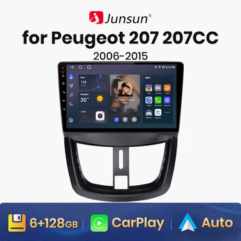 Junsun V1 AI Voice, беспроводная автомагнитола CarPlay Android для PEUGEOT 207 2006-2015, автомобильная мультимедийная система 4G, GPS, 2din, автомагнитола