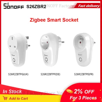 SONOFF S26R2ZB Zigbee Smart Socket Plug 16A UK DE FR Управление приложением eWeLink Работает с SONOFF Zigbee Bridge / Алекс/ Google Home