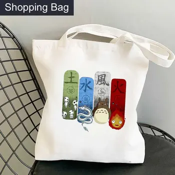 Studio Ghibli Totoro Хозяйственная сумка Bolsa Grocery Eco Bolso Shopper Хлопчатобумажная сумка Ecobag Тканевый мешок Cabas Cloth Cabas