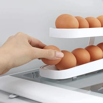 Автоматическая прокручивающаяся подставка для яиц, ящик для хранения, Пластиковая корзина для яиц, контейнер, диспенсер, Органайзер, шкаф для холодильника, кухонный гарнитур