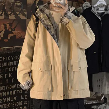Базовые куртки, Женские пальто с капюшоном, Осенние Лоскутные куртки, Пара BF, уличная куртка-карго, Женские джемперы Оверсайз 2021 г.