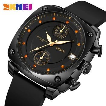 Бренд SKMEI Часы с автоматической датой для мужчин, модные повседневные водонепроницаемые кварцевые наручные часы, мужские военные светящиеся часы с хронографом