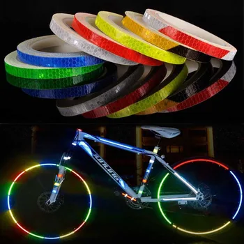 Велосипедные наклейки размером 1 см * 8 м, Светоотражающая лента, Флуоресцентные полосы для MTB велосипеда, велосипедная лента для шлема, мотоцикла, скутера