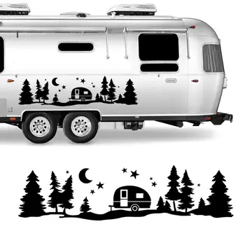 Виниловые автомобильные наклейки Big Star Forest, подходящие для декора RV, автонаклейка Mountain Camping RV Tree Moon