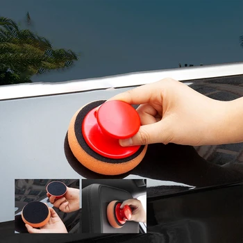 Восковая полировальная подушечка для автомойки, круглая губка, салфетка для чистки автомобиля, аппликатор из микрофибры для автоматической полировки, губка для вощения