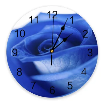 Голубая роза Красивые настенные часы из ПВХ Современный дизайн Украшение гостиной Настенные часы Домашний декор Настенные цифровые часы