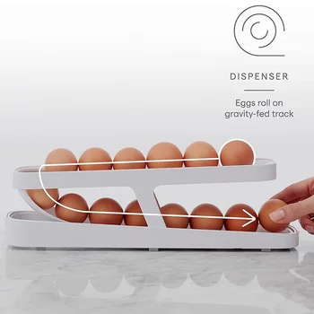 Диспенсер для скручивания яиц Органайзеры для холодильника Контейнеры Ящик для хранения Автоматический Выдвижной Спиральный Держатель для яиц Гаджеты для домашней кухни -