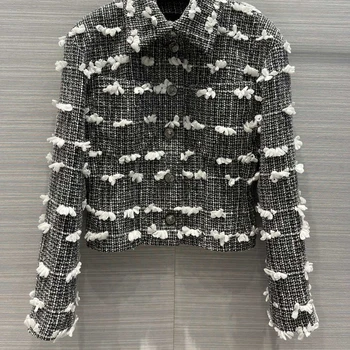 Женский винтажный твидовый пиджак роскошного бренда, высококачественные повседневные куртки, Известный международный бренд, дизайнерские женские пальто с лацканами.