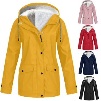 Женский костюм для альпинизма на открытом воздухе, пальто с капюшоном, плюс флисовая куртка, костюм для зарядки, осень и зима