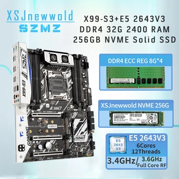 Игровой комплект материнской платы SZMZ X99-S3 с E5 2643V3 DDR4 2400 4*8 = 32 ГБ оперативной памяти Quad Channel XSJnewwold GEN3X4 256 ГБ SSD kit xeon x99