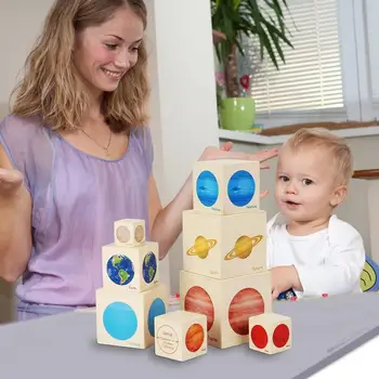 Игрушки жизненного цикла Наборы деревянных блоков для укладки фигурок, обучающий и веселый игровой набор, подарок для детского дня рождения