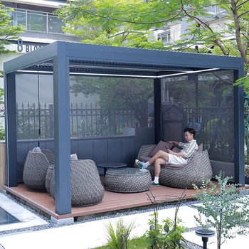 Индивидуальный открытый навес от солнца, открытый павильон, внутренний двор, навес из алюминиевого сплава, электрический сад для отдыха, новая китайская вилла