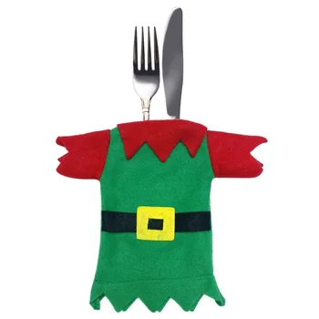 Комплект одежды мультяшного Эльфа для ложки, вилки, ножа, Рождественских украшений для посуды, 20 ШТ, Сумки для посуды из нетканого материала, домашний декор