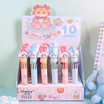 Креативная шариковая ручка, розовая девочка-кошка, 10 цветов, канцелярские принадлежности, цветные ручки типа 0,5 для учащихся начальной школы, подарок на день рождения