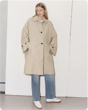 Куртка со съемной подкладкой, Женские топы, весна-осень, Новое винтажное универсальное британское однобортное пальто большого размера, женская ветровка