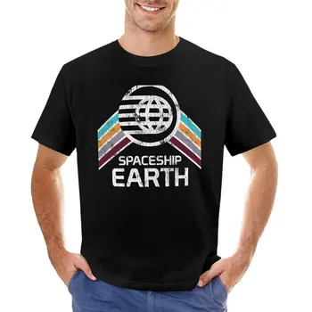 Логотип космического корабля Earth в винтажном потертом стиле Ретро, Футболка с коротким рукавом для мальчиков, футболка с животным принтом, футболки для мужчин
