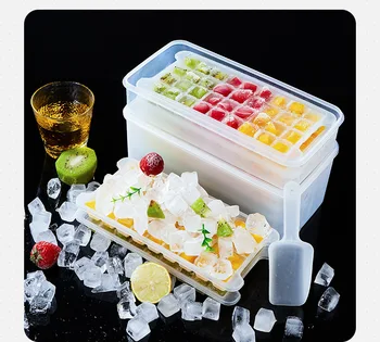 Маленькая коробка для кубиков льда с крышкой, совок, Фруктовое мороженое, Формочки для мороженого, Инструмент 