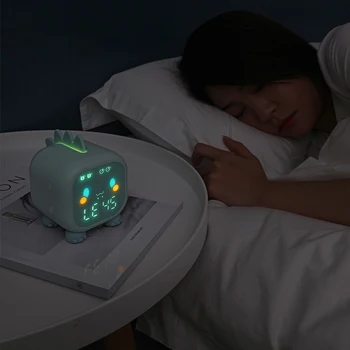 Милый детский будильник с динозавром, цифровой будильник с ночником, прикроватный столик, детские часы для сна, будильник для пробуждения