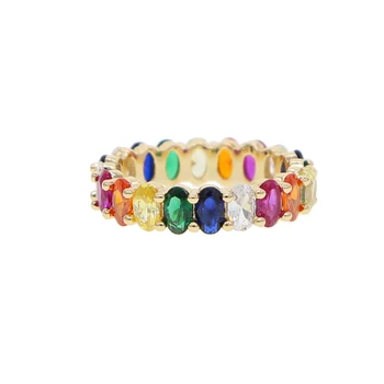 модные красочные обручальные кольца с овальным фианитом, радужные блестящие украшения для пальцев, женские роскошные свадебные кольца
