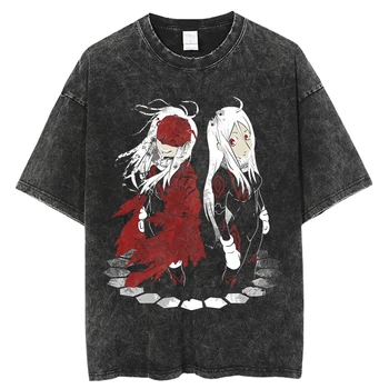 Мужская летняя футболка Японского Аниме Deadman Wonderland, Выстиранная футболка с героями Мультфильмов Harajuku, Унисекс, Футболка Оверсайз С коротким рукавом