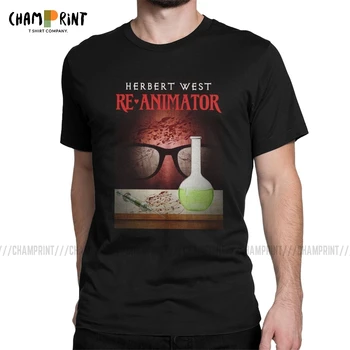 Мужские футболки-реаниматоры, винтажная футболка из чистого хлопка с круглым вырезом, футболка с фильмом ужасов 70-х, одежда больших размеров