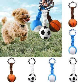 Мягкая игрушка для собак с пищащим Мячом, Интерактивная игра, Плюшевая Игрушка для домашних животных, Аксессуары для футбола, Баскетбола, тенниса