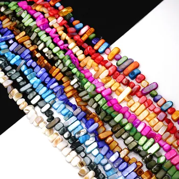 Натуральная пресноводная раковина, окрашенные нерегулярные длинные бусины 9-15 мм, создающие шарм, Элегантные цветные украшения, ожерелье, Серьги, браслет