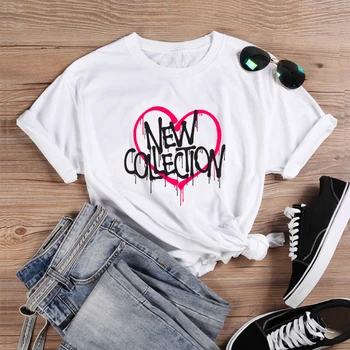 новая коллекция love Shirt 100% Хлопок, винтажная мода, уличный стиль, Женская футболка с круглым вырезом, Обычная футболка