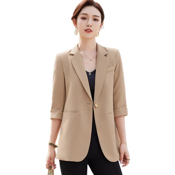 Новинка 2023, Весенне-летний модный повседневный блейзер, женская куртка, женская верхняя одежда, пальто с коротким рукавом
