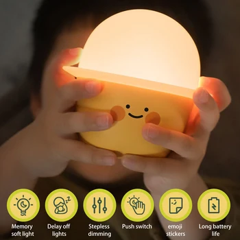 Ночник с изменяющимся выражением, милая светодиодная прикроватная лампа для ребенка, настольные лампы с USB-аккумулятором, сенсорные светильники, Рождественский подарок для детей