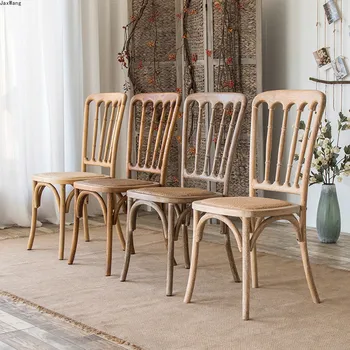 Обеденный стул в скандинавском стиле, спинка американского ретро-стула, обеденные стулья, деревянный Простой Домашний ресторан, кухонная мебель, дом Постмодерн
