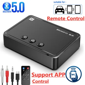 Приемник Bluetooth 5.0 Приложение ИК-управление AUX 3,5 мм U-диск Стерео Беспроводной адаптер NFC для домашней колонки Автомобильный комплект аудиопередатчика