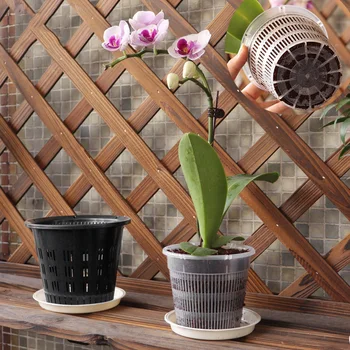 Прозрачный цветочный горшок с контролем корневой системы, горшок для посадки орхидей с воздухопроницаемым дренажным отверстием, Цветочный горшок для домашнего декора на балконе в саду