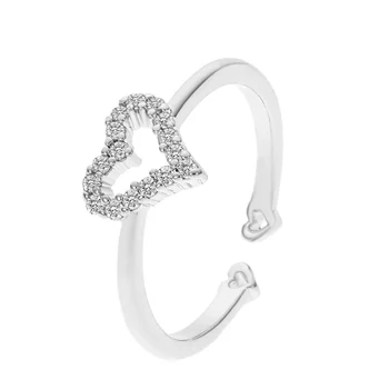 Простое Полое кольцо в виде сердца для женщин, простые Модные Регулируемые кольца в форме сердца с инкрустацией цирконом, Ювелирные изделия, подарок для подружек на вечеринку 2023