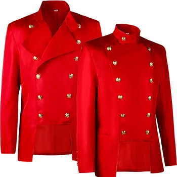 Ренессанс, средневековый мужской тренч в стиле стимпанк, красное пальто, винтажное пальто принца, куртка в Викторианско-эдвардианском стиле, косплей костюм