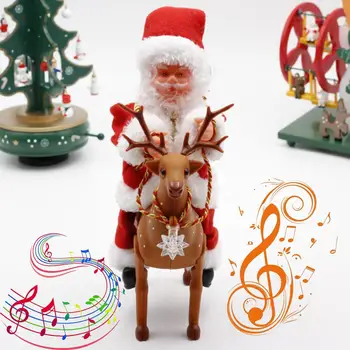 Рождественские украшения для дома Креативная и интересная электрическая рождественская кукла Санта Клаус Детская игрушка верхом на олене Navidad