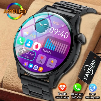 Смарт-часы 1,43-дюймовые AMOLED с полным сенсорным экраном, всегда включенный дисплей, Bluetooth-вызов, музыка сердечного ритма, спортивные умные часы для мужчин и женщин, часы